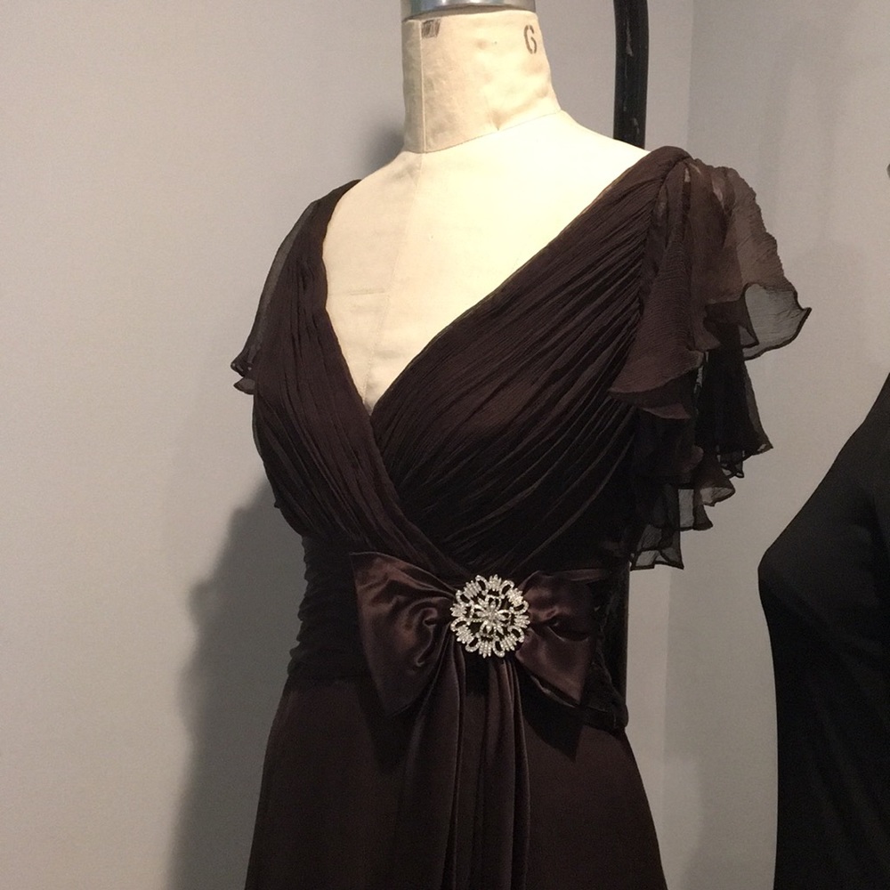 Brilliant Chocolate Brown Silk Evening Gown